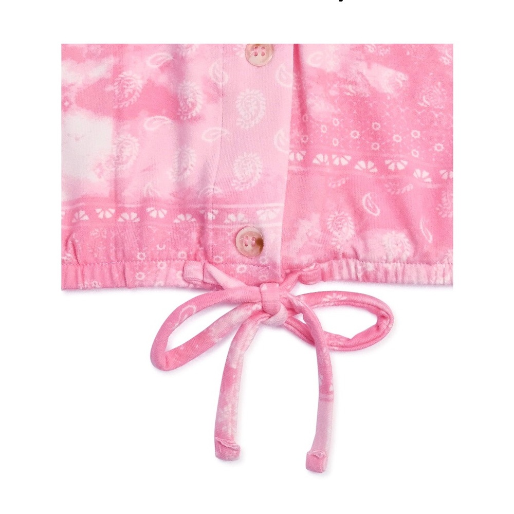 SUGAR & DIAMONDS Girls Faux Tie Front Shirt Size XL 16 Pink Cropped New - Picture 3 of 6